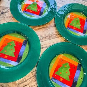 Crate & Barrel, Dibbern Germany-Christmas Tree Glass Lg Plate/Platter-13"- #4